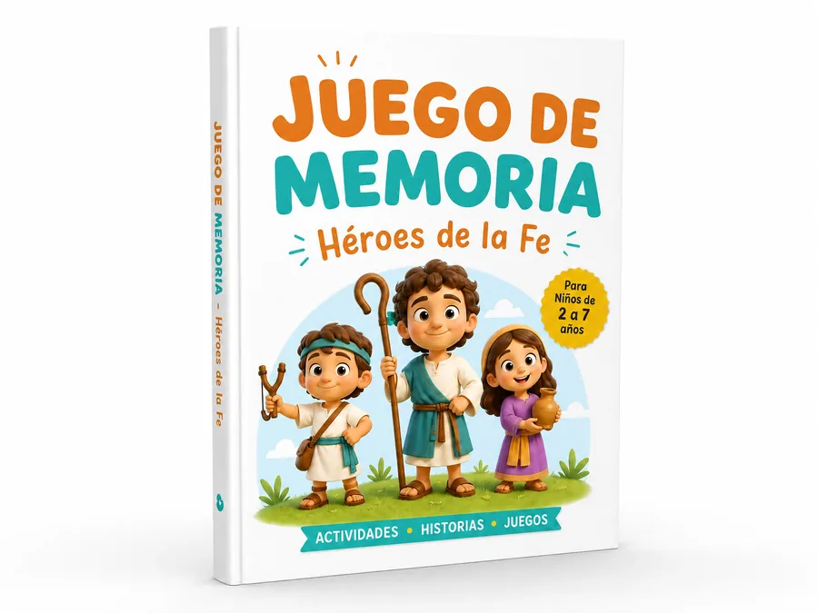 Mockup real del bono Juego de Memoria Héroes de la Fe